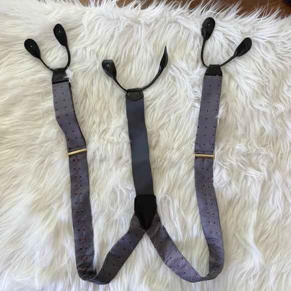 Unbranded | CAS West Germany Silk Adjustable Polka Dots Blue & Red Suspenders - Picture 2 of 3